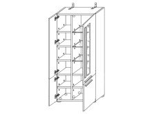 Vitrine >Lewes< in Graphit aus Kunststoff - 76x201x37cm (BxHxT)