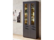 Vitrine >Lewes< in Graphit - 80x201x37cm (BxHxT)