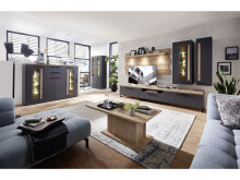 Hängeschrank >Lewes< in Graphit aus Kunststoff - 36x128x37cm (BxHxT)