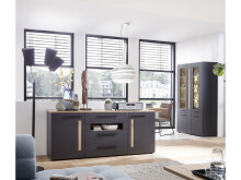Sideboard >Lewes< in Graphit aus Kunststoff - 180x81x44cm (BxHxT)