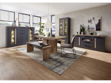 Sideboard >Lewes< in Graphit aus Kunststoff - 180x81x44cm (BxHxT)