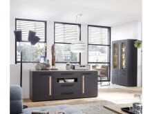 Sideboard >Lewes< in Graphit aus Kunststoff - 180x81x44cm (BxHxT)