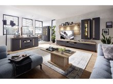 Sideboard >Lewes< in Graphit aus Kunststoff - 180x81x44cm (BxHxT)