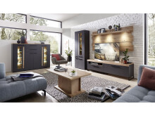 Highboard >Lewes< in Graphit aus Kunststoff - 180x133x44cm (BxHxT)