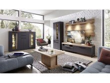 TV-Board >Lewes< in Lack Laminat Graphit supermatt - 192x55x44 (BxHxT)