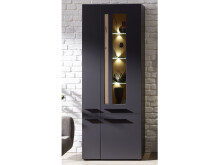 Wohnwand >Lewes< Graphit Artisan Eiche Lack Laminat...