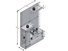 Kompaktgarderobe >Birkenhead< in Beton LA - 120x193,5x35,5cm (BxHxT)