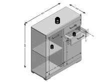 Kommode >Birkenhead II< in Eiche - 80x90x35cm (BxHxT)