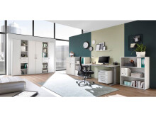 Schreibtisch >Lommel< in Silber aus Metall - 160x72x77cm (BxHxT)