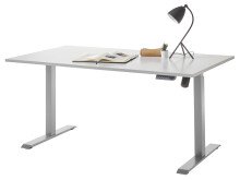 Schreibtisch >Lommel< in Silber aus Metall - 160x72x77cm (BxHxT)