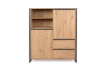 Highboard >Arvada< in Artisan Eiche aus MDF - 120x140x40cm (BxHxT)