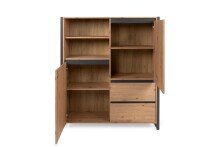 Highboard >Arvada< in Artisan Eiche aus MDF - 120x140x40cm (BxHxT)