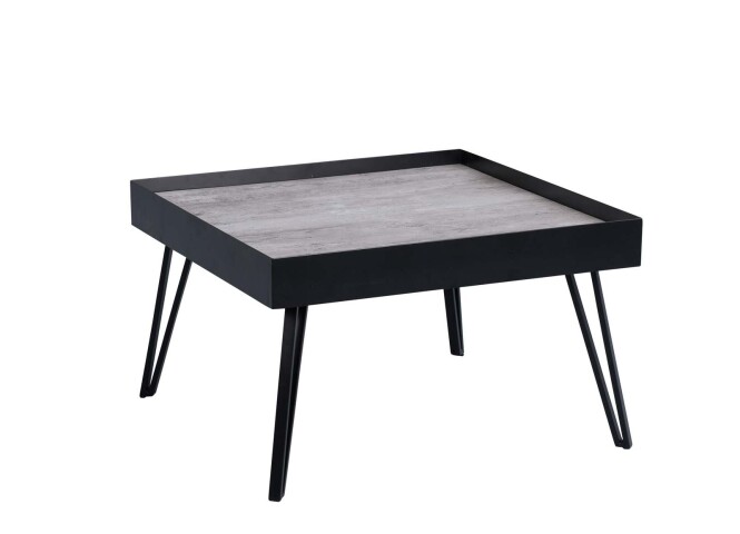 Couchtisch >Ravensburg< in Keramikoptik schwarz aus Glas - 65x39x65cm (BxHxT)