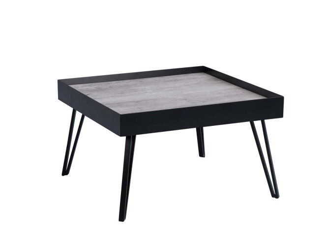Couchtisch >Ravensburg< in Keramikoptik schwarz aus Glas - 65x39x65cm (BxHxT)