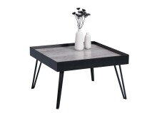 Couchtisch >Ravensburg< in Keramikoptik schwarz aus Glas - 65x39x65cm (BxHxT)