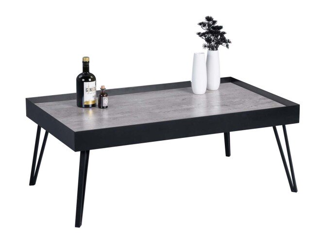 Couchtisch >Ravensburg< in Keramikoptik schwarz aus Glas - 100x39x60cm (BxHxT)