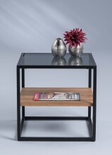 Couchtisch >Siegburg< in Eiche braun grau schwarz aus Glas - 50x50x50cm (BxHxT)