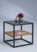 Couchtisch >Siegburg< in Eiche braun grau schwarz aus Glas - 50x50x50cm (BxHxT)