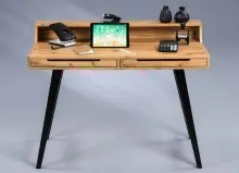 Schreibtisch >Nettetal< in Wildeiche schwarz aus...