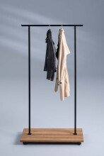 Garderobenständer >Eisenach< in schwarz Eiche braun aus MDF - 80x161x40 (BxHxT)