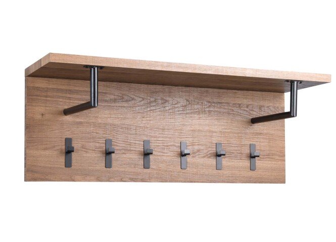 Wandgarderobe >Gotha< in Eiche braun aus MDF - 80x30x26cm (BxHxT)