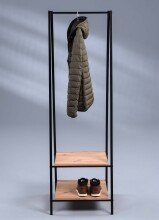 Garderobenständer >Bruchsal< in schwarz Artisaneiche aus MDF - 55x175x55 (BxHxT)