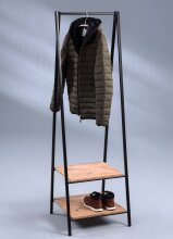 Garderobenständer >Bruchsal< in schwarz Artisaneiche aus MDF - 55x175x55 (BxHxT)