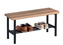 Sitzbank >Würselen< in Eiche braun aus MDF - 80x41x30cm (BxHxT)
