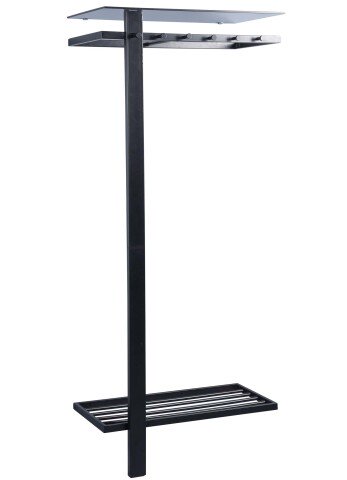 Wandgarderobe >Kempen< in Schwarz aus Metall - 80x190x43cm (BxHxT)