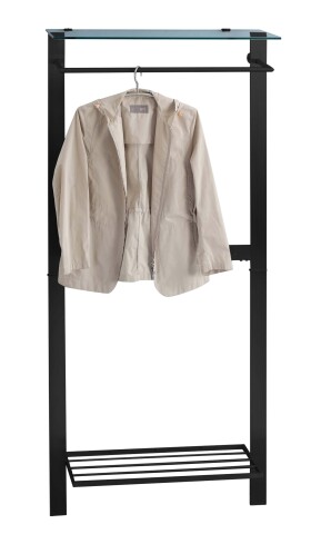 Wandgarderobe >Seelze< in Schwarz aus Metall - 80x190x33cm (BxHxT)