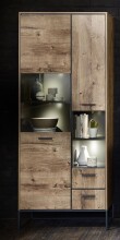 Vitrine >Manhattan< in Haveleiche Cognac - 79x196x38cm (BxHxT)