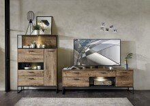 Kommode >Manhattan< in Haveleiche Cognac aus MDF - 99x151x38cm (BxHxT)