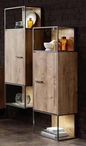 Standregal >Manhattan< in Haveleiche Cognac - 45x156x38cm (BxHxT)