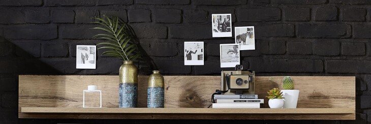 Wandboard >Manhattan< in Haveleiche Cognac - 155x20x25cm (BxHxT)