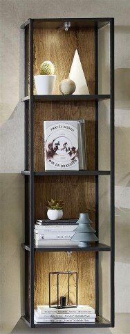 Wandregal >Manhattan< in Haveleiche Cognac aus MDF - 35x128x28cm (BxHxT)