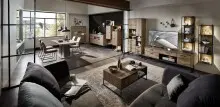Wandregal >Manhattan< in Haveleiche Cognac aus MDF...