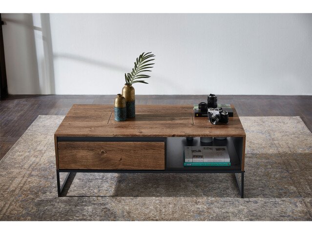 Couchtisch >Manhattan< in Haveleiche Cognac aus MDF - 115x42x65cm (BxHxT)