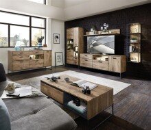 Wohnwand >Manhattan< in Haveleiche Cognac - 310x196x48cm (BxHxT)