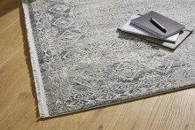 Teppich in Grau/Creme Bordüre aus 50% Viskose, 50% Acryl - 150x80x0,6cm (LxBxH)