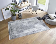 Teppich in Grau/Creme Bordüre aus 50% Viskose, 50% Acryl - 230x160x0,6cm (LxBxH)
