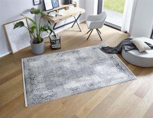 Teppich in Grau/Creme Bordüre aus 50% Viskose, 50% Acryl - 230x160x0,6cm (LxBxH)