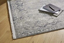 Teppich in Grau/Creme Bordüre aus 50% Viskose, 50% Acryl - 290x200x0,6cm (LxBxH)