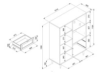 Highboard >Kuta< in Sonoma-Eiche Nachbildung - 101.4x139x40cm (BxHxT)