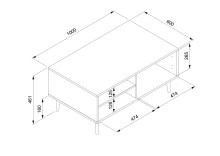 Couchtisch >Kuta< in Sonoma-Eiche Nachbildung - 100x46x60cm (BxHxT)