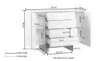 Sideboard >Fantasia< in Weiß - 124,7x89x48cm (BxHxT)