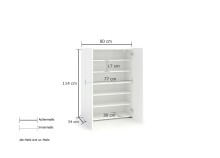 Schuhschrank >Glossy< in Weiß Hochglanz - 80x115x34cm (BxHxT)