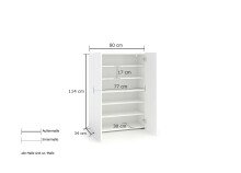 Schuhschrank >Glossy< in Weiß Hochglanz - 80x115x34cm (BxHxT)