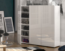 Schuhschrank >Glossy< in Weiß Hochglanz -...