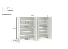 Schuhschrank >Glossy< in Weiß Hochglanz - 160x115x34cm (BxHxT)