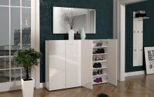 Schuhschrank >Glossy< in Weiß Hochglanz - 160x115x34cm (BxHxT)